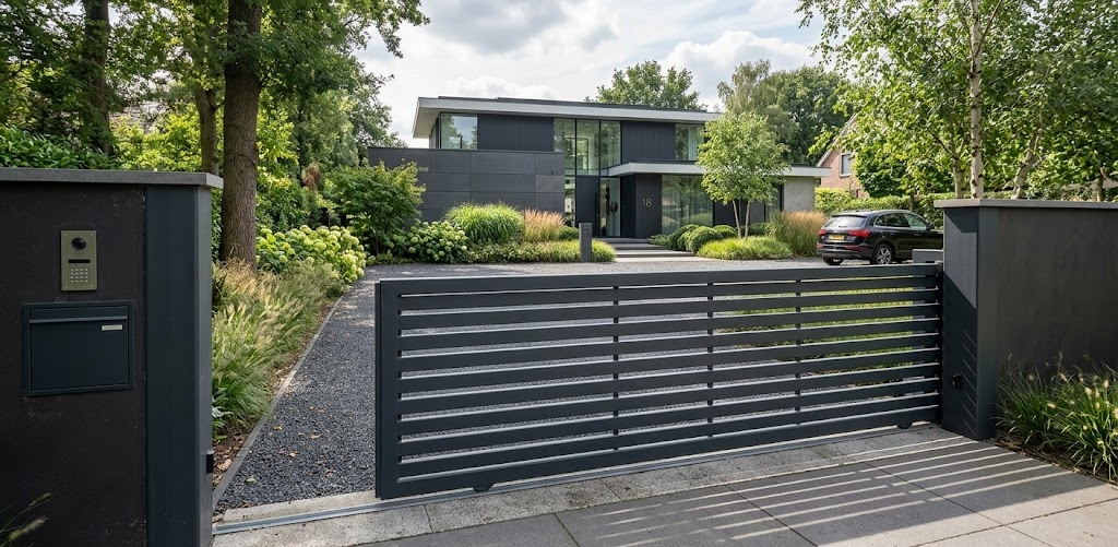 Geautomatiseerde poort en designomheining — Patioo Access & Privacy